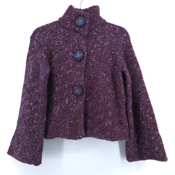 Anthro Curio Vintage Plum Cottagecore Chunky Knit Covered Buttons Petticoat M - Picture 1 of 16